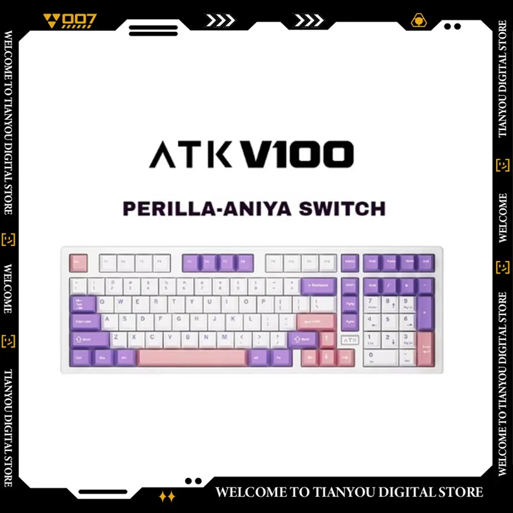 ATK V100 Pro Advanced Mechanical Gaming for E-sports and Enthusiast Gaming Keyboard Semi-Aluminum Alloy Gasket-Mounted Structure