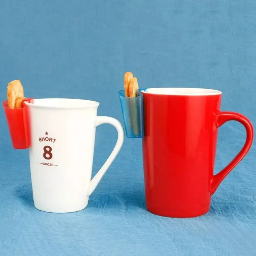 

4pcs/Set New Reusable Cup Biscuit Rack Candy Color Hangable Biscuit Stand Black Tea Plastic Saucer