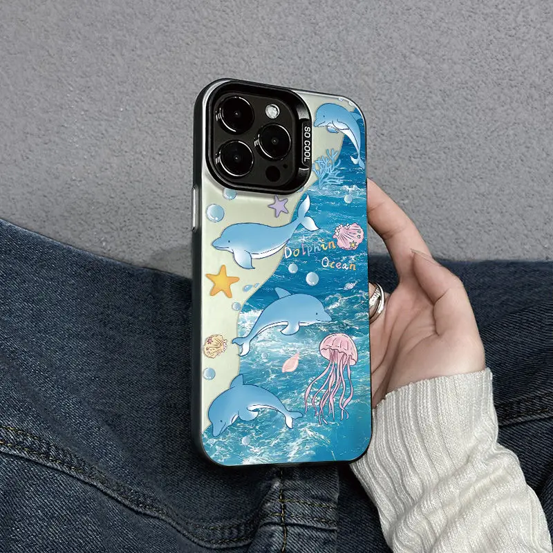 

Patterns of Marine life phone case for iPhone 16 15 14 13 12 11 Pro/ Max/Plus shock-proof rear cover anti-fingerprint