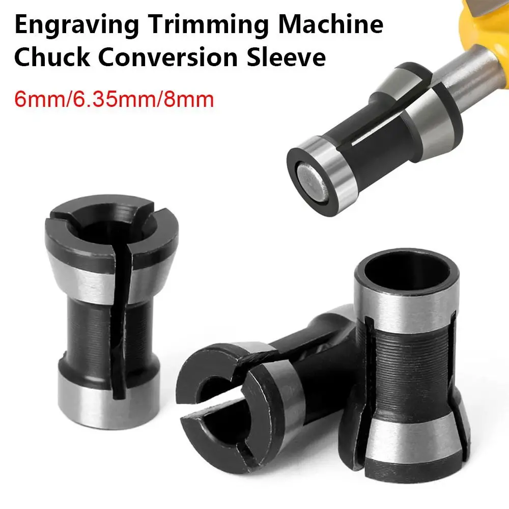 1Pcs New Electric Router Bit Collet Chuck 6/6.35/8mm Steel Chuck Conversion Sleeve Shank Shaft Sleeve Engraving Trimming Machine