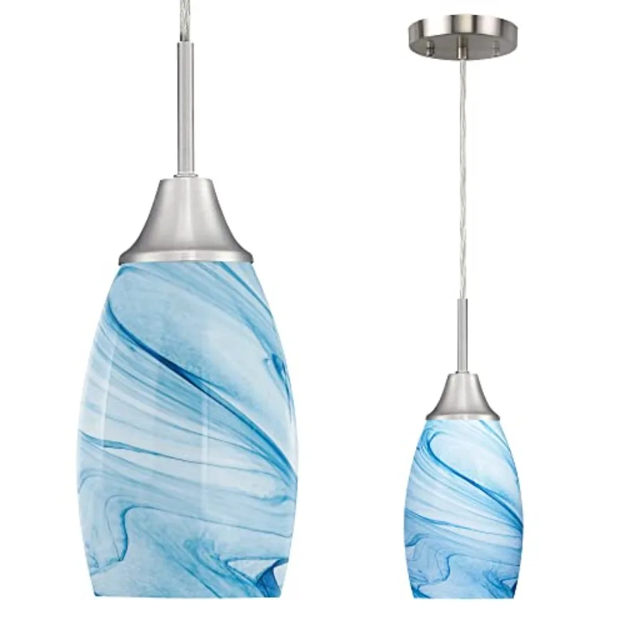 

Миниатюрный стеклянный подвесной светильник с овальной лампой из выдувного мраморного стекла, потолочный подвесной светильник 4,72 дюйма, маленькая люстра для столовой