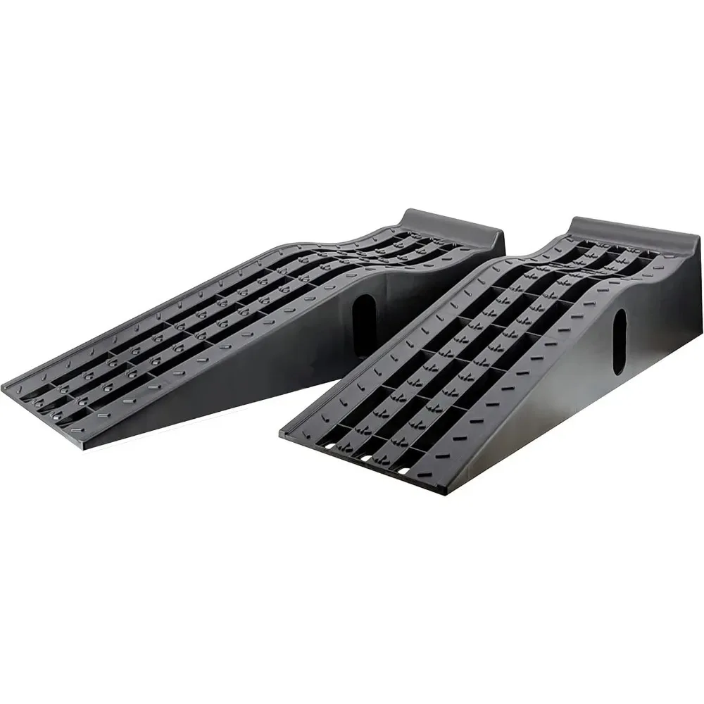 

Heavy Duty 6.25 Ton Lift Car Ramps 2 Pack 13000lb GVW Deep Grooved Surface for Stable Tire Placement