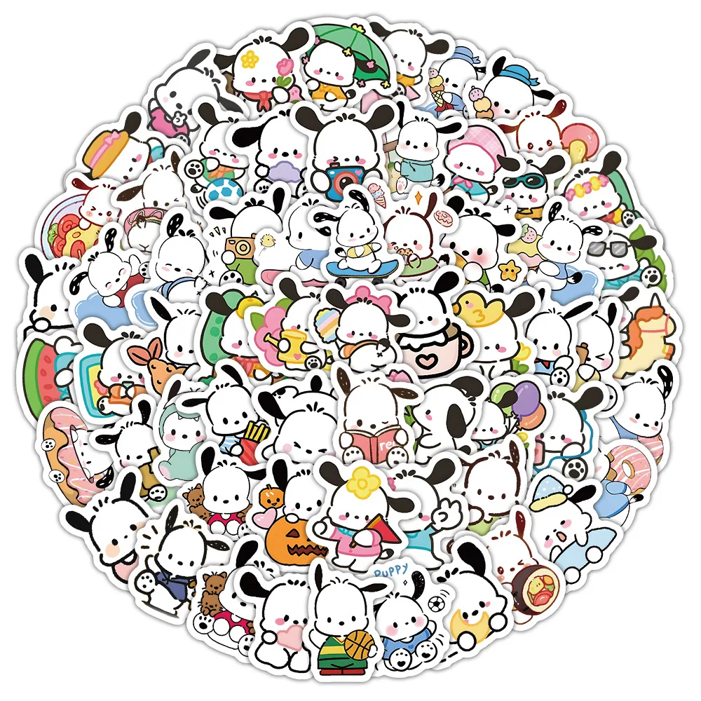 120pcs Sanrio Cute Pochacco Cartoon Children's Notebook Water Cup Decorative Sticker