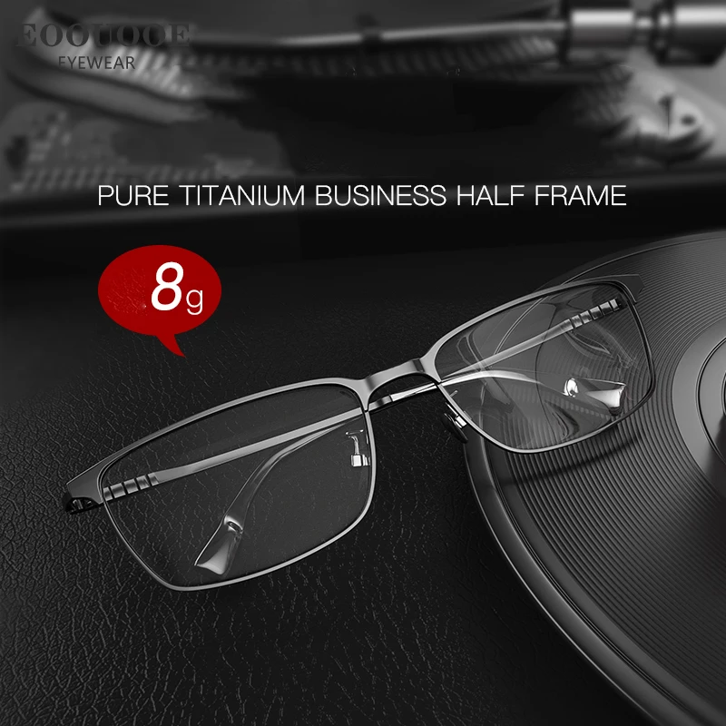 Men's Glasses With Prescription Lenses Recipe Pure Titanium Optics Eyeewear Progressive Myopia Reading Eyeglasses Urltra-Light