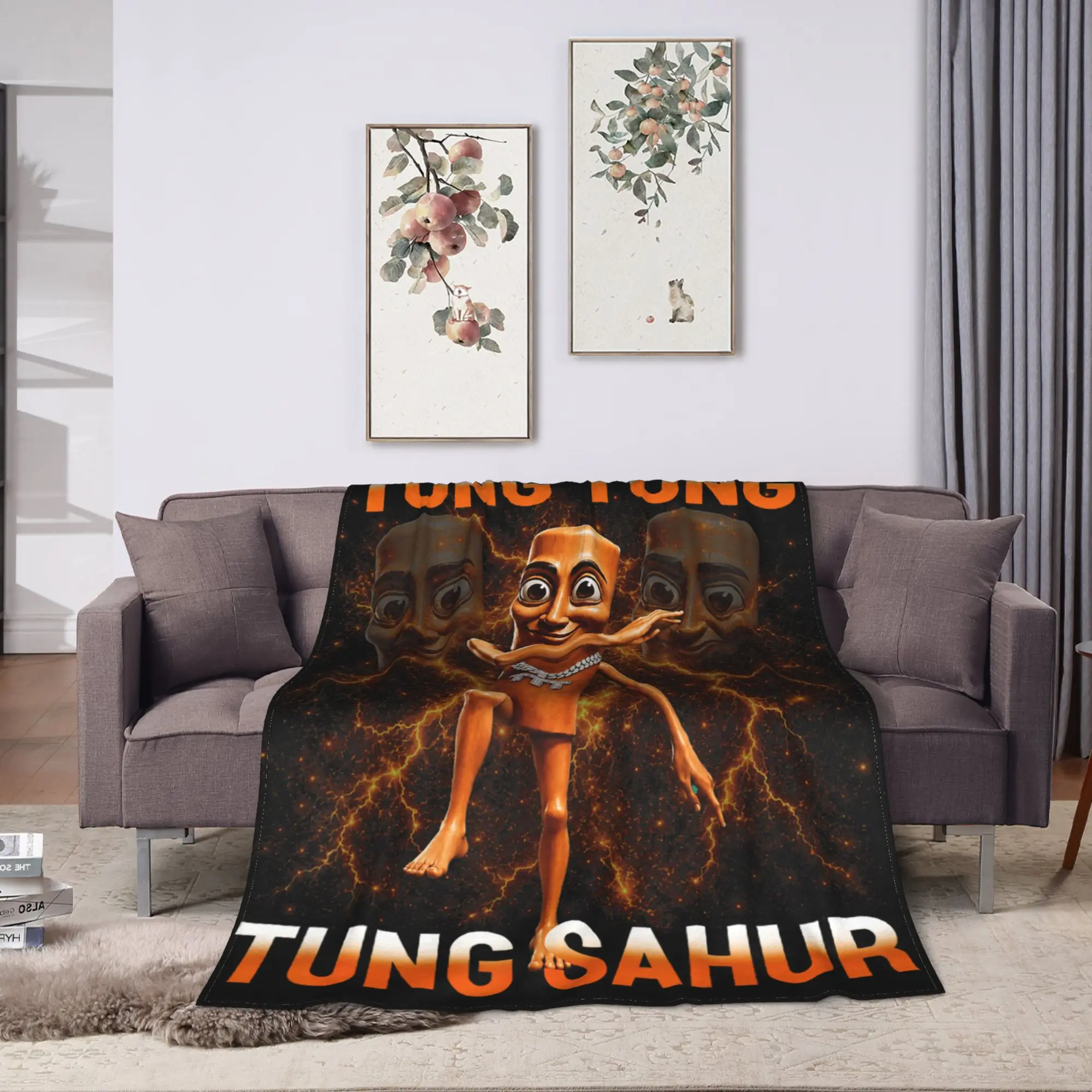 Tung Tung Tung Sahur is Calling Funny Viral Dance Meme Blanket For Living Room Bedding Throws Winter Office Flannel Bedspread