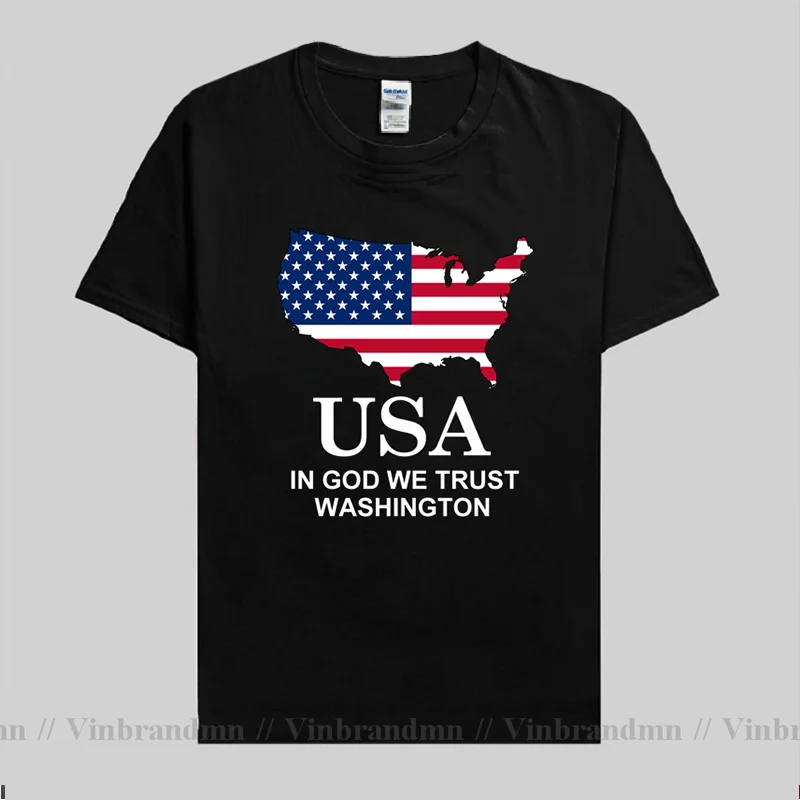 United States of America US Washington T shirt USA in God We Trust T-shirts Trend Clothes Sweatshirt National Map Team Tops Tees