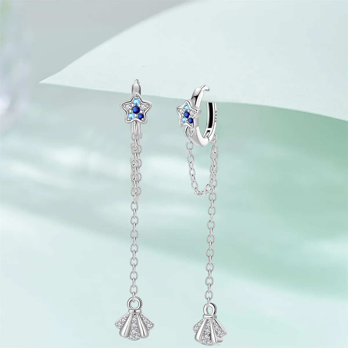 

Ocean Style Tassel Shell Star Earring for Women 925 Sterling Silver Hoop Earring Jewelry Graduation Birthday Gifts for Girls