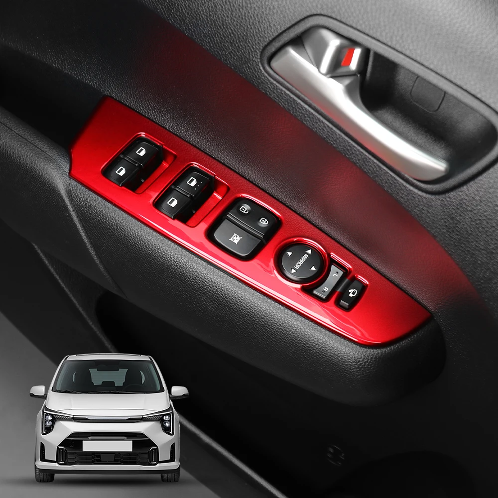 

Red Interior Moulding Car Window Switch Button Frame Trim Cover Door Armrest Panel Pad Decorative For Kia Morning 2020-2023