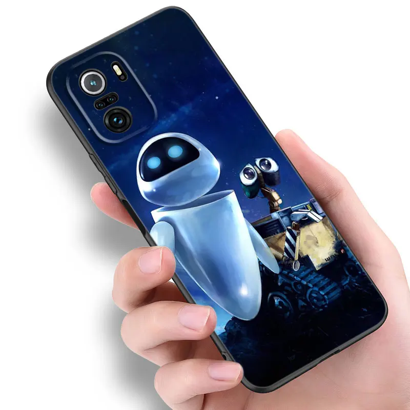 Mignon Robot WALL-E Étui de Téléphone Pour Xiaomi POCO F2 F3 M2 M3 M4 X3 X4 Pro NFC F4 GT 5G F1 X2 C3 C31 C40 M5S Doux TPU Couverture Noire