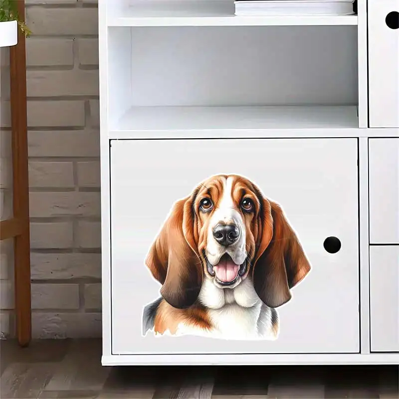 Basset Hound Dog Wall Sticker Bathroom Toilet Decor Living Room Cabinet Refrigerator Home Decoration Decals Stickers M1174