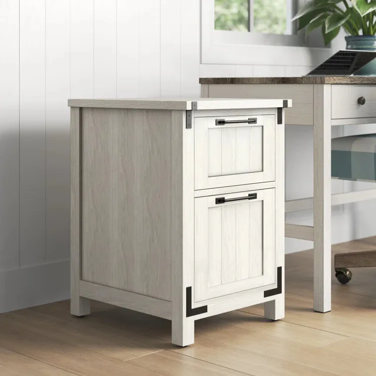 

Modern idyllic white wood grain simple 2 drawer file cabinet oversized storage file cabinet can be customized