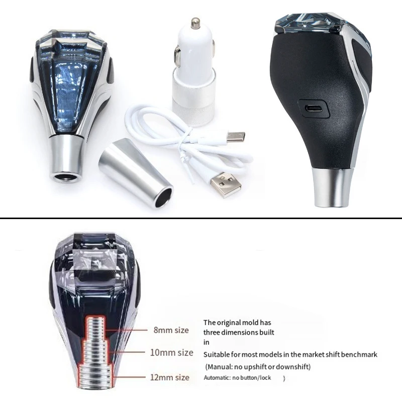 

Universal crystal gear shift, suitable for Toyota, Hyundai, Lexus, Honda, Mitsubishi, Mercedes Benz, threaded 8 10 12mm diameter