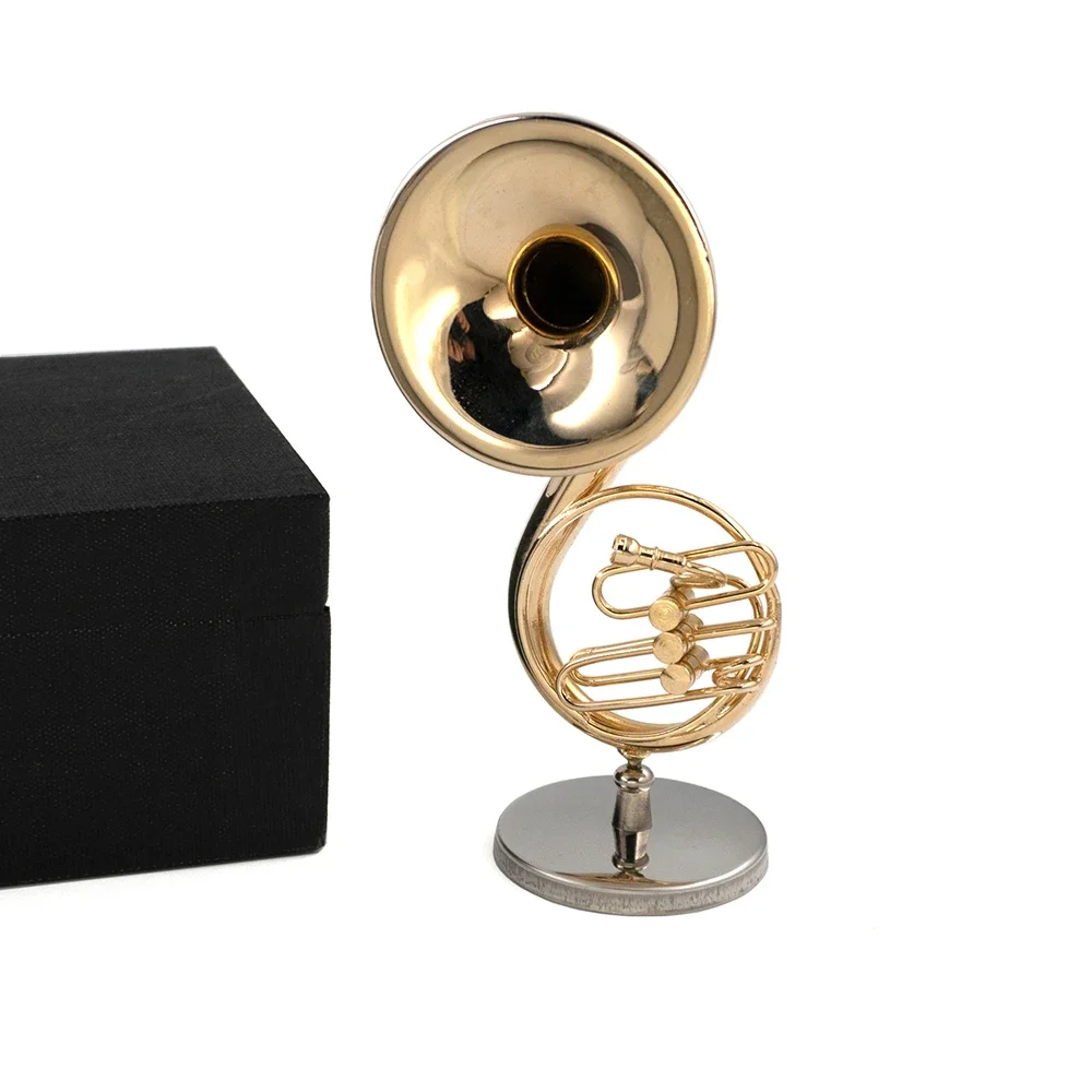 1/6 Dollhouse Accessories Miniature Metal Sousaphone Model Mini Musical Instrument Toy for Doll House Decoration