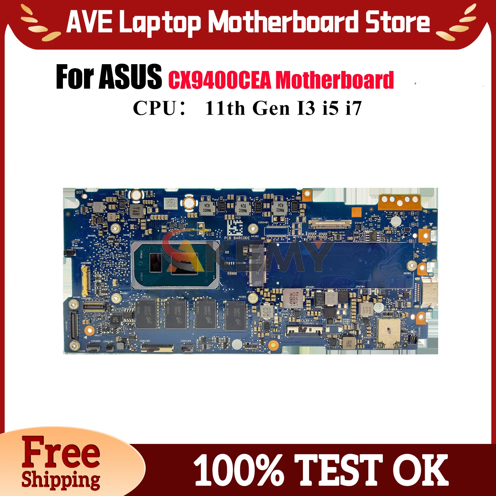 

CX9400CEA Laptop Motherboard For ASUS Chromebook Flip CX9 CX9400CEA CX9400C Mainboard With 11th Gen I3 i5 i7 100% tests OK stk