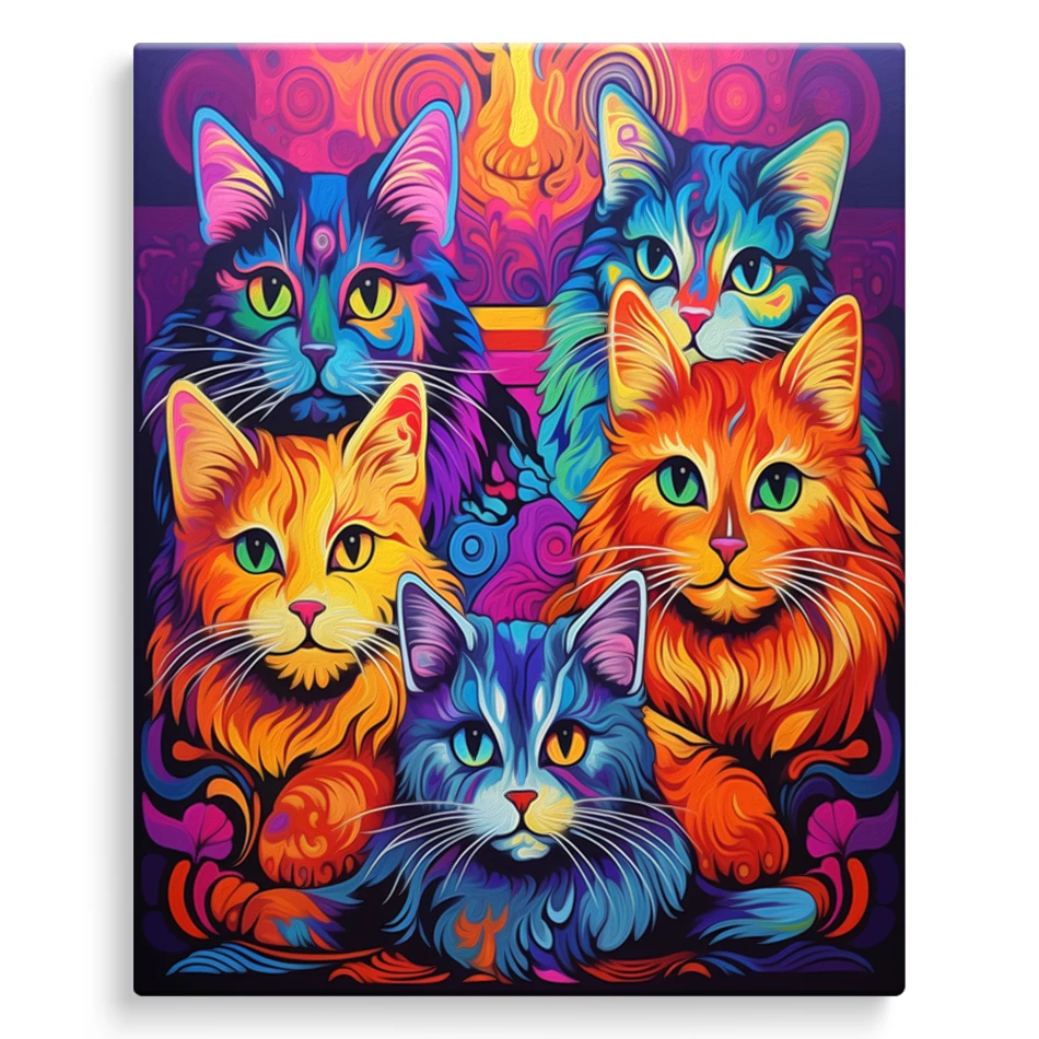 

SDOYUNO Painting By Number Adults Cat Family Animal Handicraft Handiwork Acrylic Paint Framed Wall Art Modern Oil DIY Wall Decor