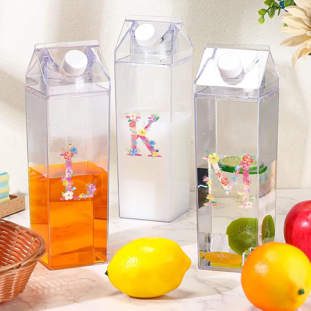 

1 шт., большая емкость, чашка для сока, молока, уличная чашка для питья, прозрачная бутылка для воды, предметы первой необходимости для путешествий, розовый узор с буквами