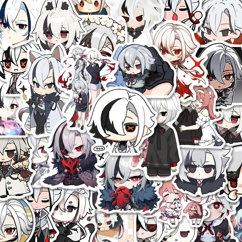 أنيمي جينشين تأثير Knave Arlecchino طالب دراجة نارية دفتر ملصقات كوب ملصق مضاد للمياه هاتف محمول لوحي ملصق