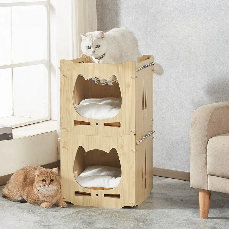 Independent two-story luxury pet villa Cat nest Double-decker cat bed pet furniture house pet supplies cat hammock cat cage