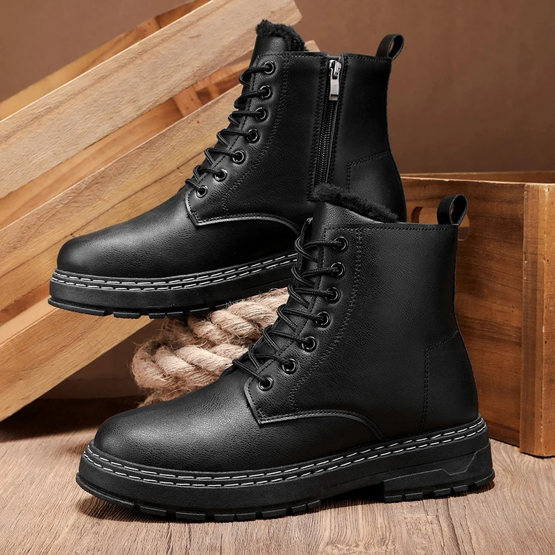 

Men's winter plus size fashion comfort casual shoes outdoor high top slip-resistant wear-resistant thicken cotton leather boots