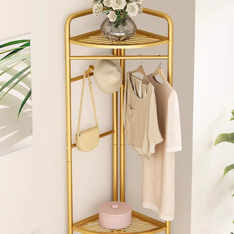 Metal Plant Hat Stand Standing Cabinet Shelf Nordic Hotel Open Corner Clothes Hanger Towel Decor Rack Para Ropa Home Furniture