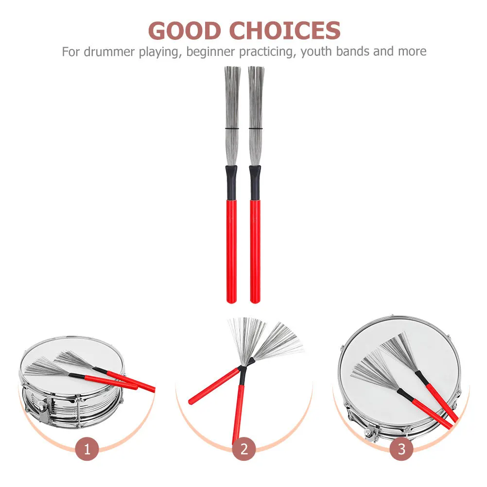 

2Pcs Affordable Professional Drum Brushes Wooden Handle for Jazz Drums Stronger Design Drum Wire Brush Wooden Handle Brush