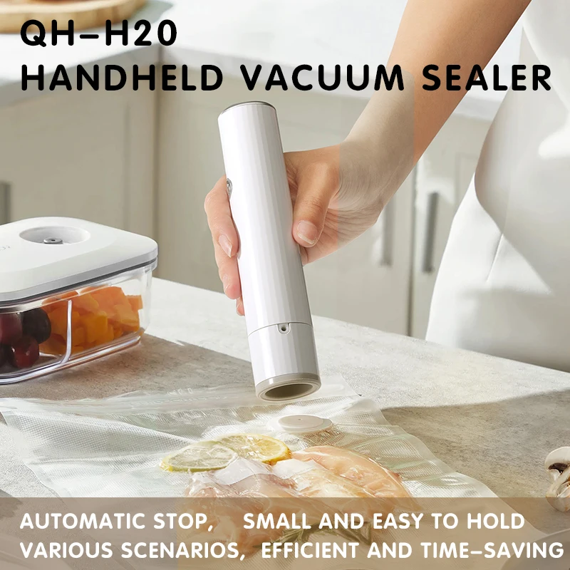 

Mini Rechargeable USB Handheld Automatic Vacuum Food Sealer with 5 Zippered Pouches
