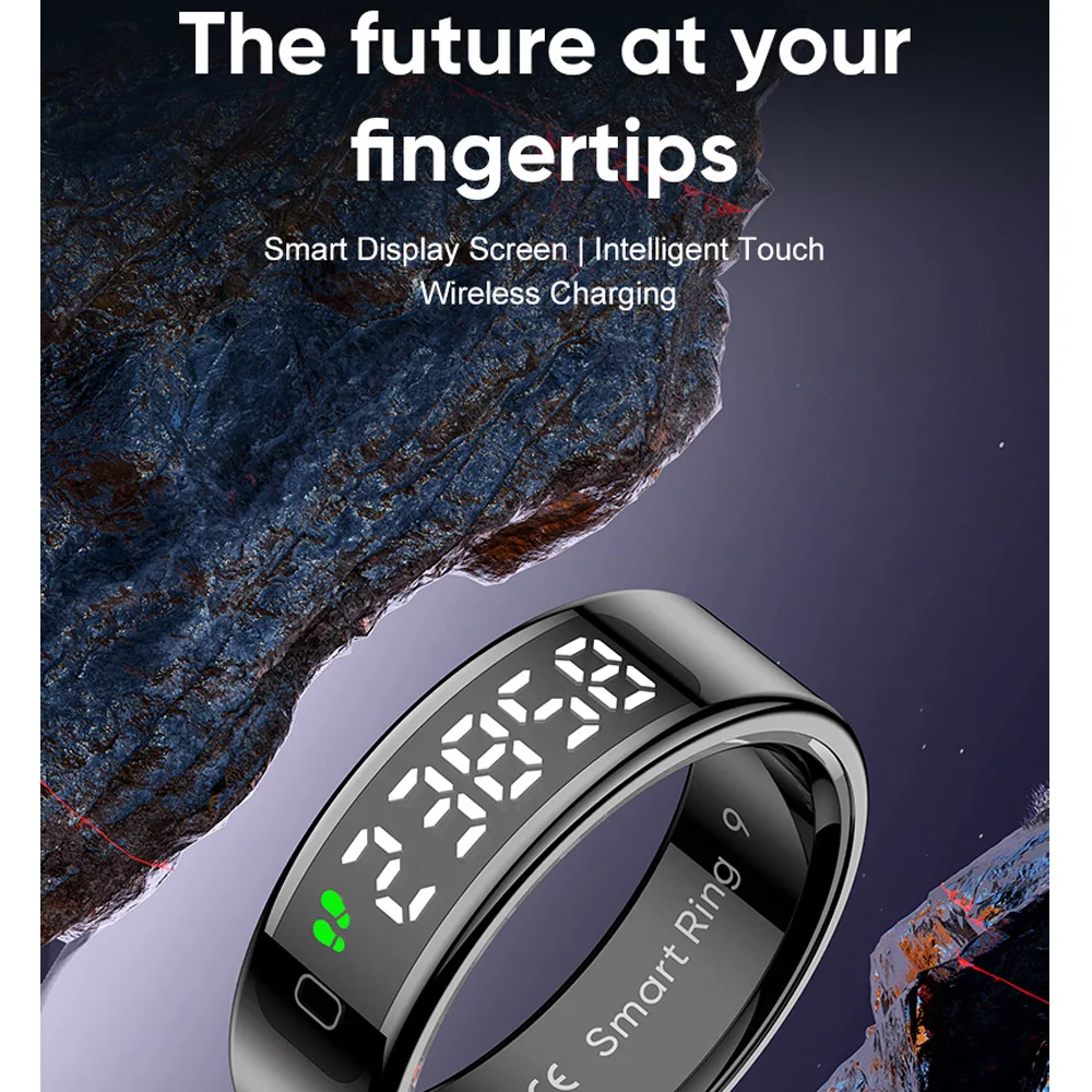 Smart Ring LED Display Screen Heart Rate Blood Oxygen Monitor Smartring Men Women Waterproof Multi Sports Modes Ring For Xiaomi image 2