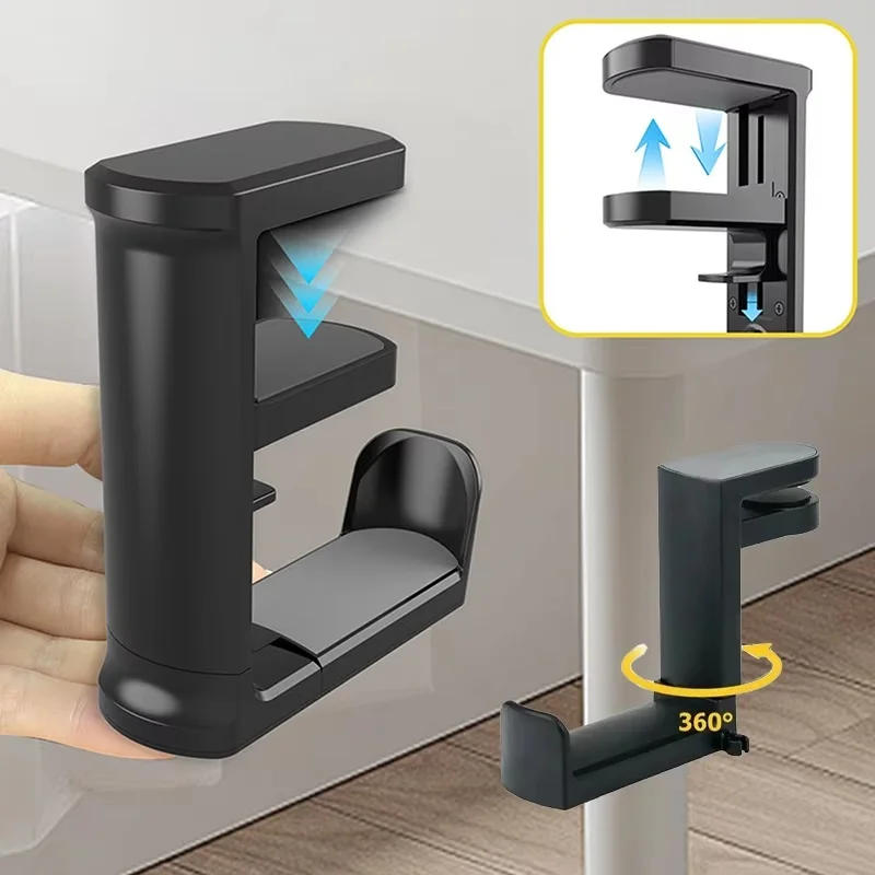 

Подставка для игровых наушников для ПК, держатель-крючок для гарнитуры, крепление-вешалка с регулируемой 360° ° Вращающийся зажим для рук, настольное крепление, держатель для наушников