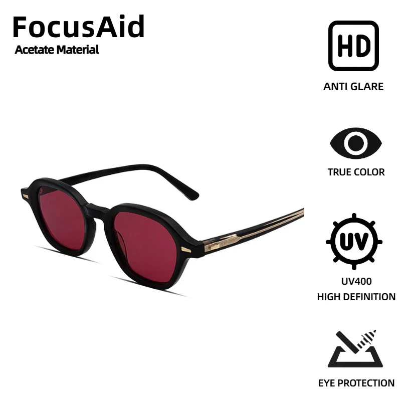 

FocusAid винтажные роскошные солнцезащитные очки с заклепками UV400 брендовые дизайнерские круглые высококачественные ацетатные солнцезащитные очки Lunettes de Soleil