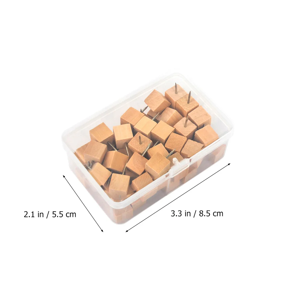 

50 Pcs Bulletin Board Decorations Log Push Pin Set Decorative Head Square Map Thumb Tacks for Cork Creative Office