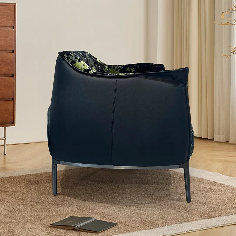 Light luxury style Archibald armchair leather distribution art, single lounge area sofa chair, Italian minimalist tiger chair