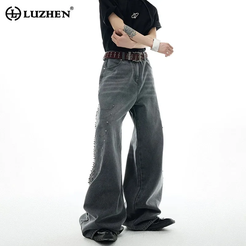 

LUZHEN 2025 New Fashion Embroidery Metal Pattern Wide Leg Denim Pants Men's Luxury Trendy High Quality Street Male Jeans JY1981