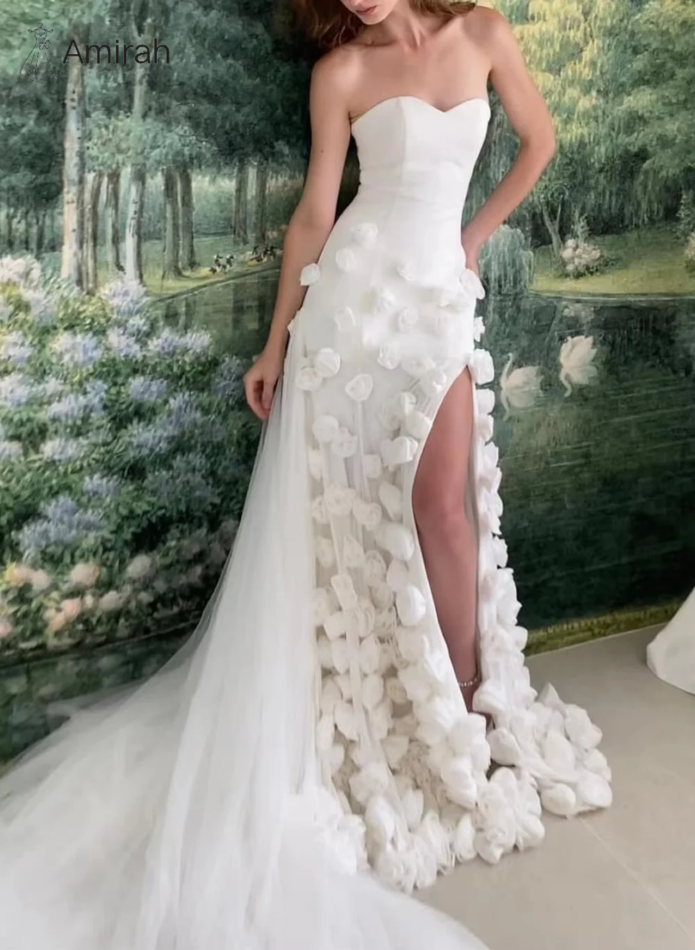 Amirah 3D цветы на заказ платья для особых случаев вечерние платья женские элегантные роскошные на заказ рыбий хвост выпускного вечера
