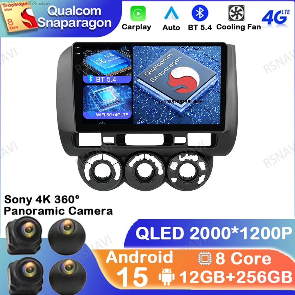 

Android 15 For Honda Fit Jazz City 2002 2003 2004 2005 2006 2007 DVD Qualcomm Navigation Car Radio 5G WIFI BT GPS Viedo Player