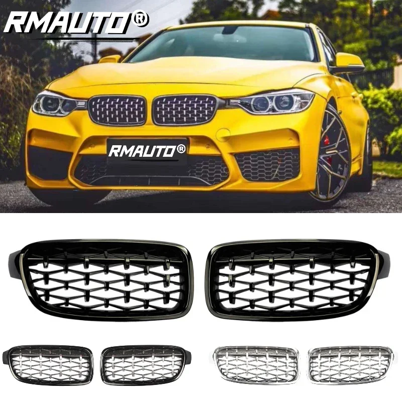 RMAUTO Car Front Bumper Racing Diamond Kidney Grill M Style For BMW 3 Series F30 F31 320I 325I 328I 330I 2012-2018 Body Kit