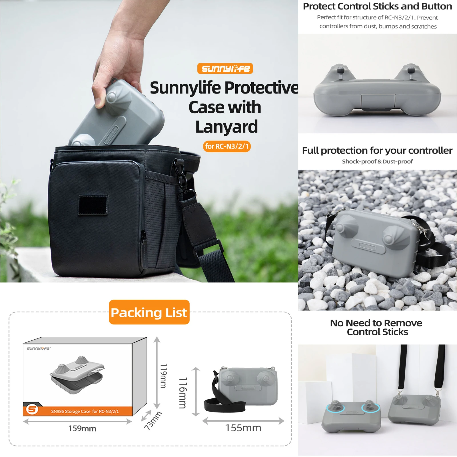 For DJI RC-N3/2/1 Universal Control Box With Strap Portable Carrying Case Storage Box Dust-proof Bag For DJI Neo/Flip/Mini 4 Pro