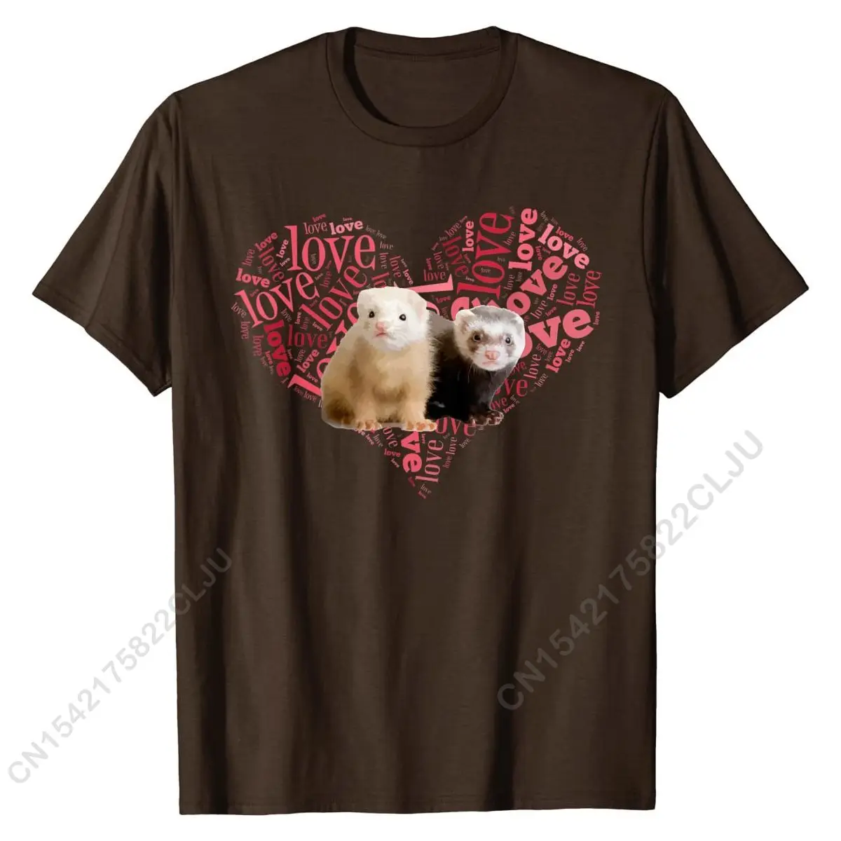 I Love Ferrets T-Shirt - Heart Shaped Ferret Lover Gift Cotton T Shirt For Students Crazy Tops Men Tees Brand New Simple Style