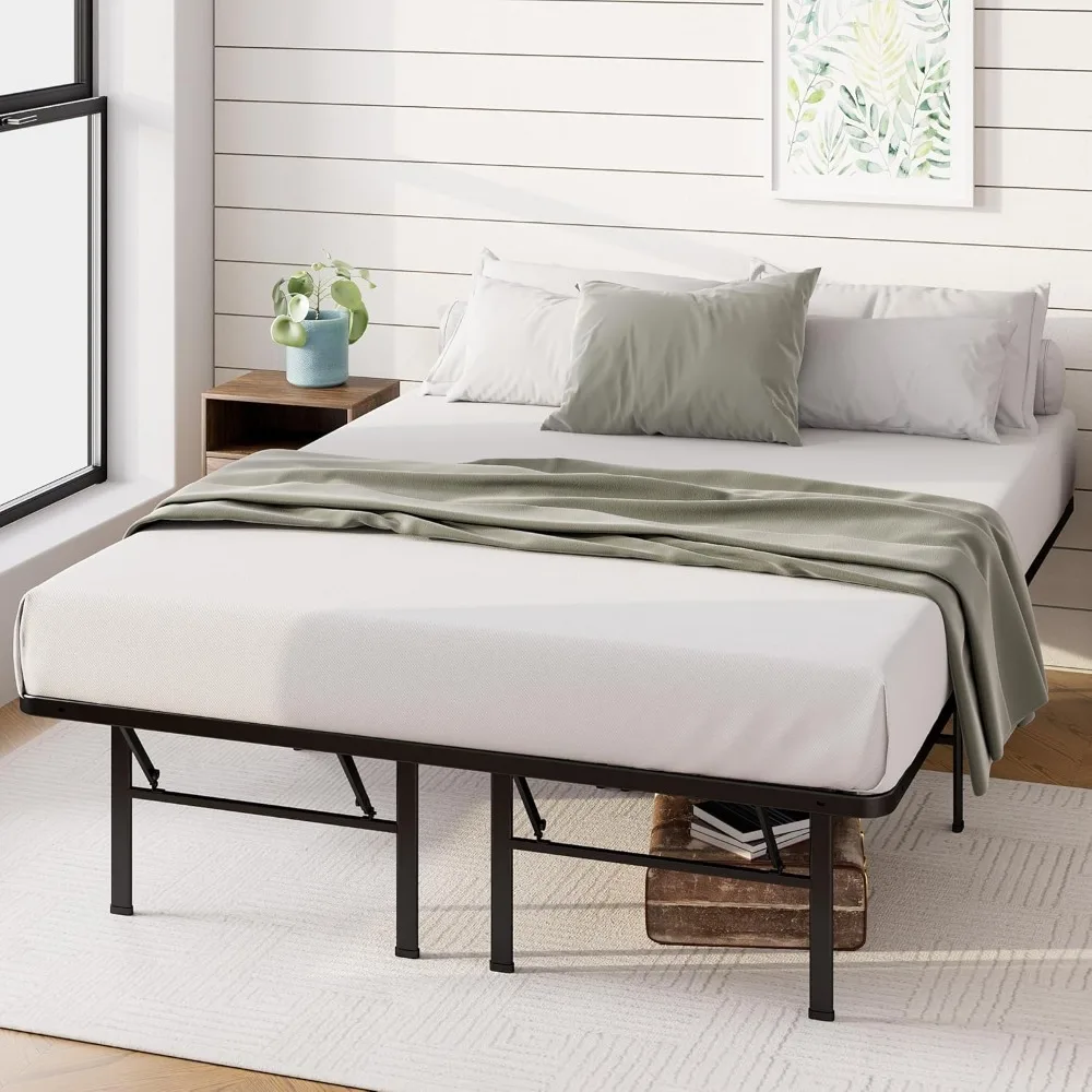 ZINUS SmartBase كريم أساس مرتبة شديدة التحمل، إطار سرير بمنصة معدنية مقاس 14 بوصة، لا حاجة إلى صندوق زنبركي، إطار فولاذي قوي، Unde #4