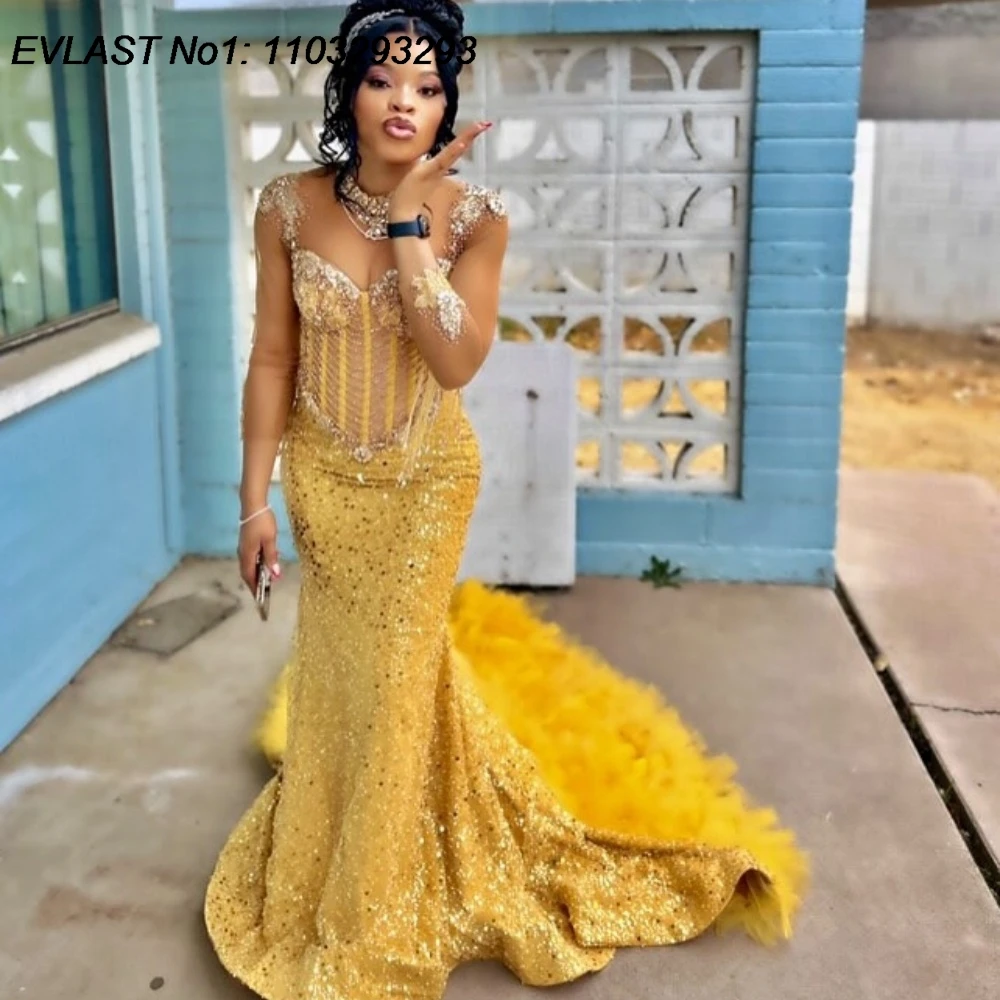 Gold sequin feather dress-AliExpress