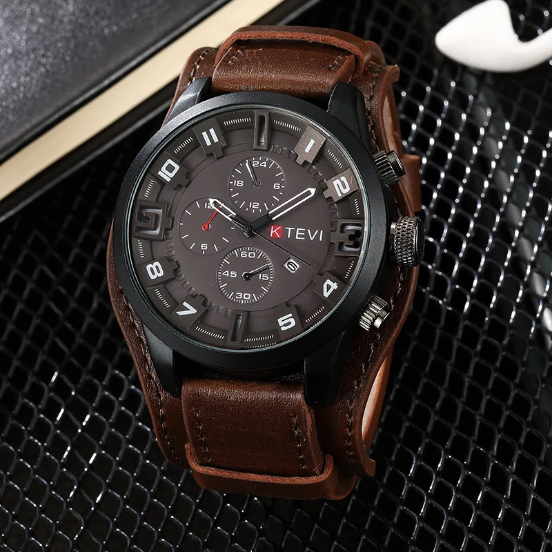 Business Men Watch Multifunctional Large Dial Quartz Watches Calendar