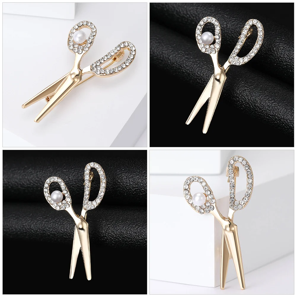 Scissors Brooch Women Brooches and Pin for Lapel Suits Rhinestone Backpack Corsage