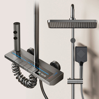 Space Aluminum Shower Set Digital Display Shower High Pressure Piano Button With Ambient Light Bathroom Faucets Shower Head Sets