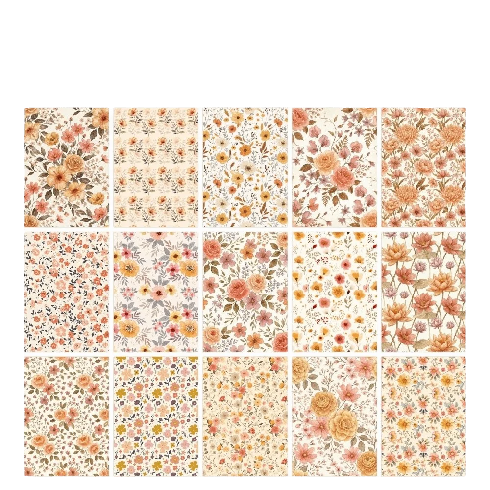 30 Sheets Vintage Floral Scrapbook Paper Retro Ditsy Pattern Plaid Collage Material Premium lightweight Craft Paper Card Making
