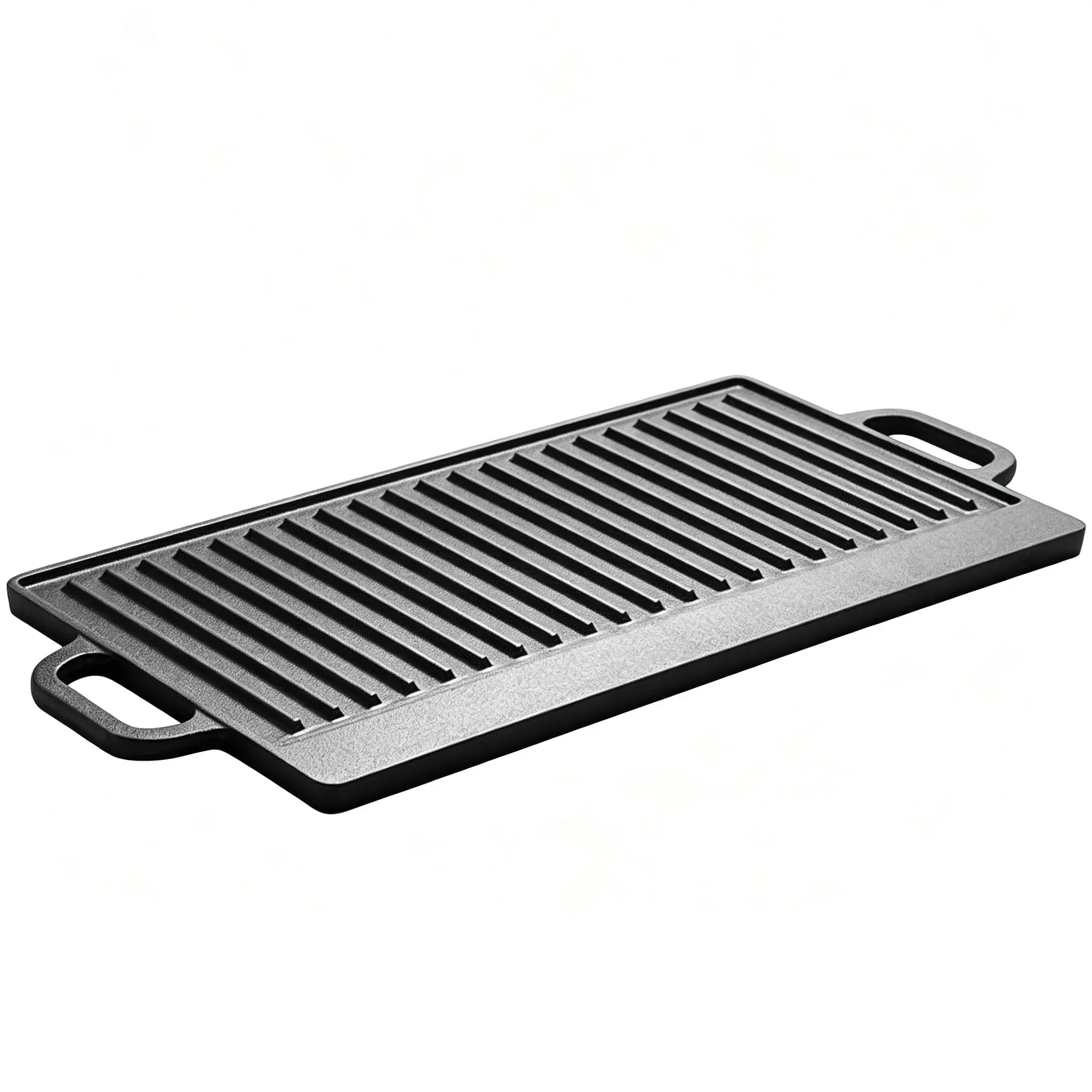 Rectangular Cast Iron Griddle Plate Reversible Grill Griddle with Handles Non-Stick Pre-Seasoned BBQ Cooking Plate for Stove & Grill