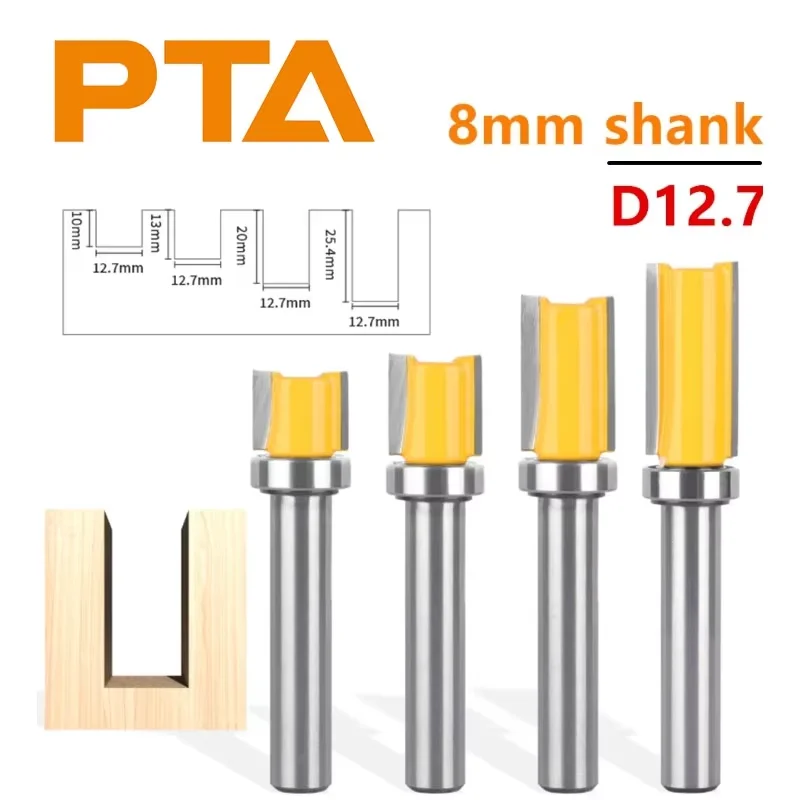 Milling Cutter 8mm Shank Template Trim Hinge Mortising Router Bit Straight End Mill Flush Trim Tenon Woodworking Tools