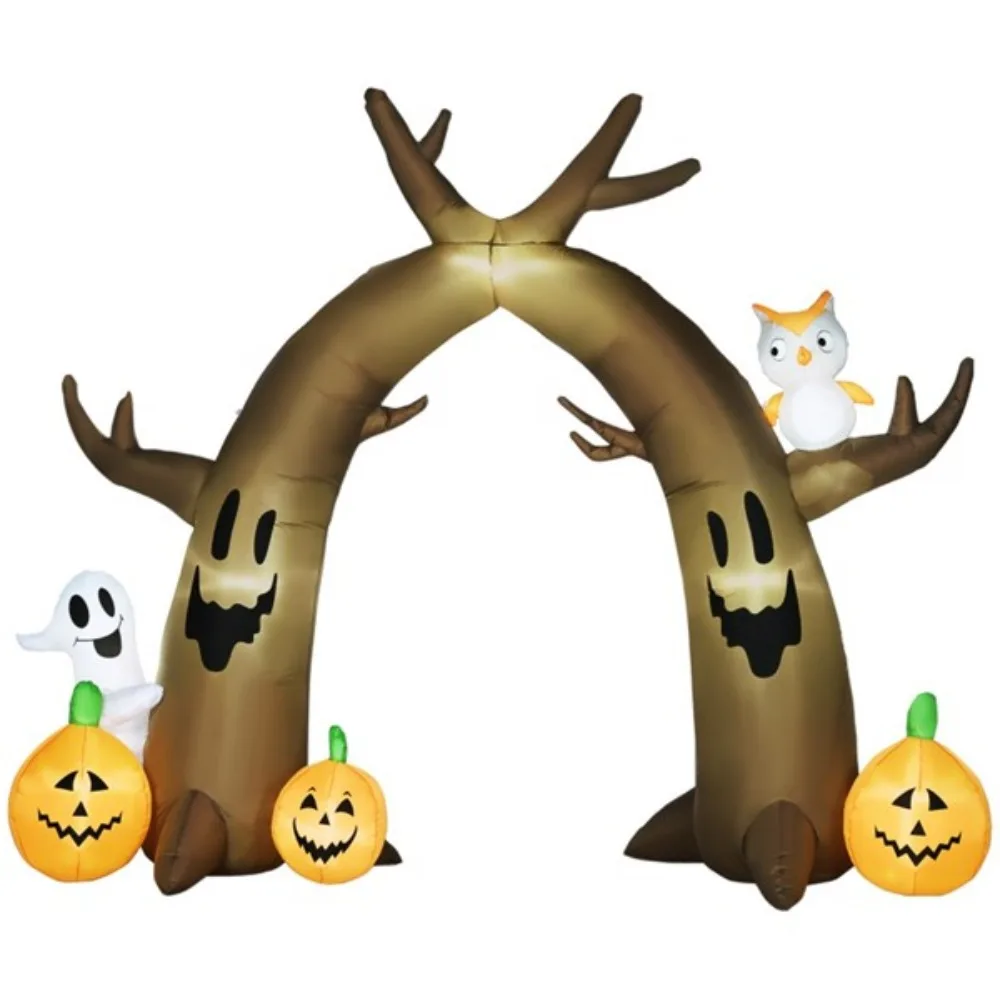 

Halloween inflatable arch with ghosts, pumpkins and owl brings a cohesive Halloween display together Halloween Decoration