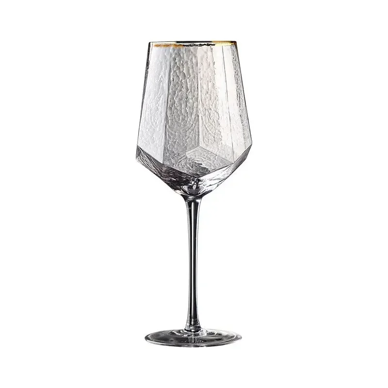 Gold Rim Crystal Red Wine Cup European Hammer Champagne Cup Colored Glass Cups Vintage Wine Glasses Set Wineglass Spirit Goblet