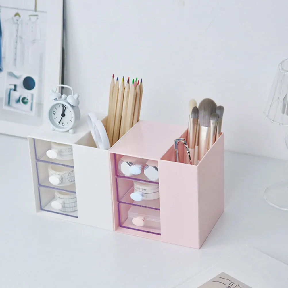

Modern Desk Organizer Multifunction Stationery Box Home Office Desktop Container Storage Accessory Pen Marker Scissors Holder