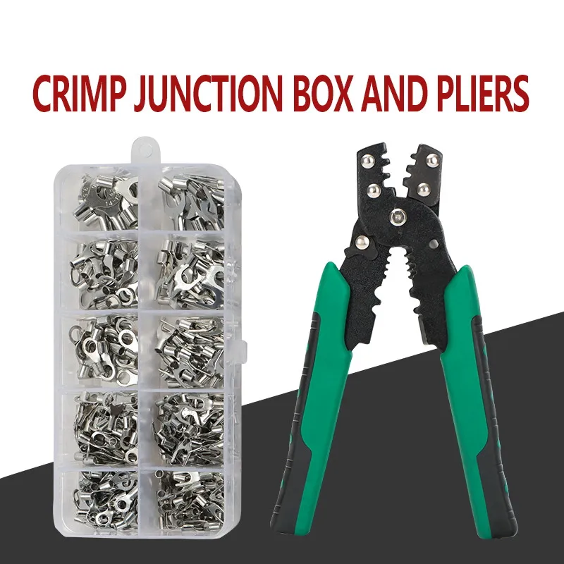 

320PCS Boxed Crimp Terminal + Pliers Cold Pressed Terminal U Shaped O Shaped Wire Connector 0.5-4mm Square Terminal Eletrico