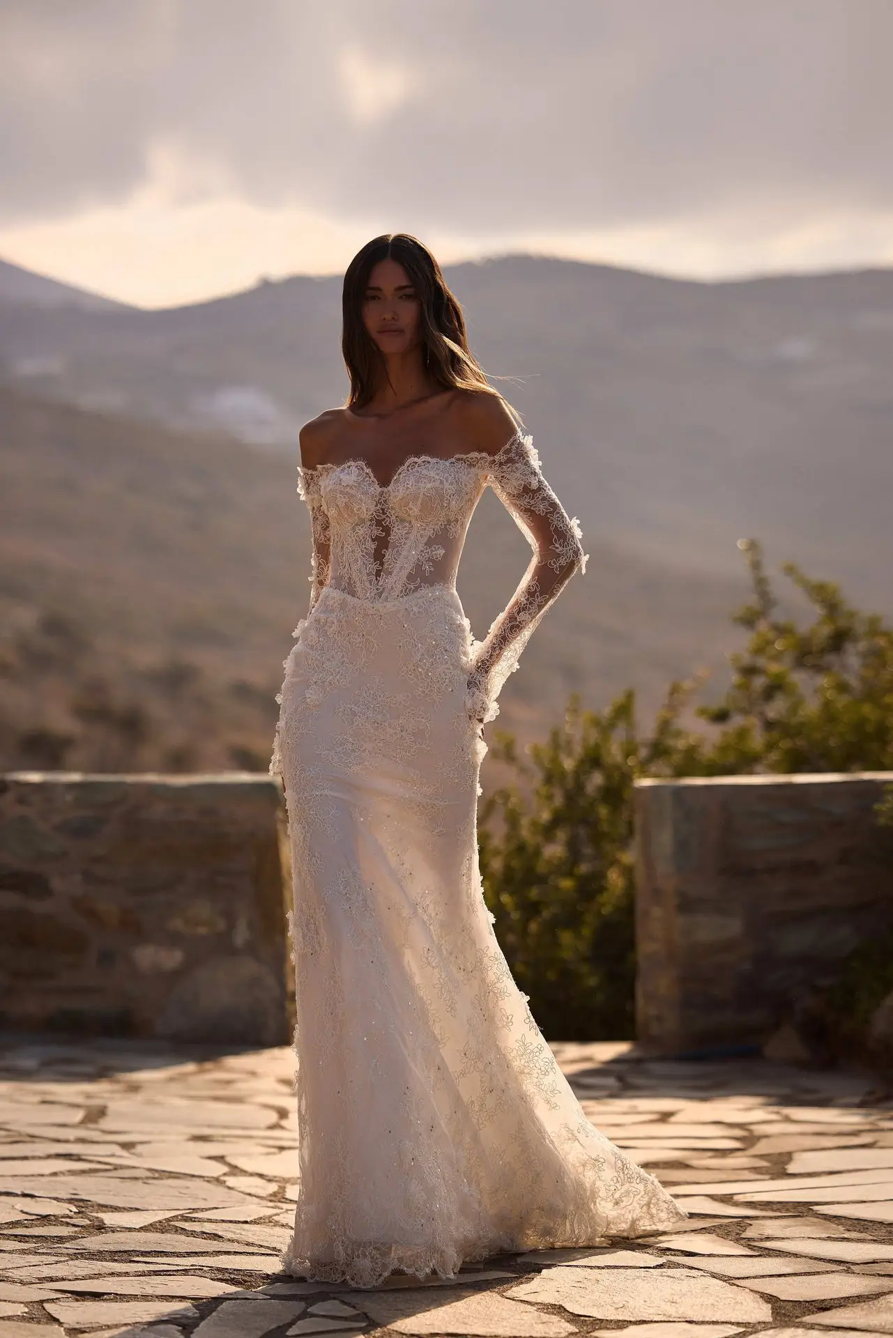 

Vestidos De Novia Corte Sirena Lace Wedding Dress Vestido Minimalista Elegantes Long Sleeve Branco Noiva Civil Bespoke Trouwjurk